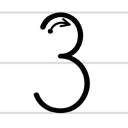 Szablon do Nauki Pisania dla Dzieci Cyfra Liczba 3 Trzy